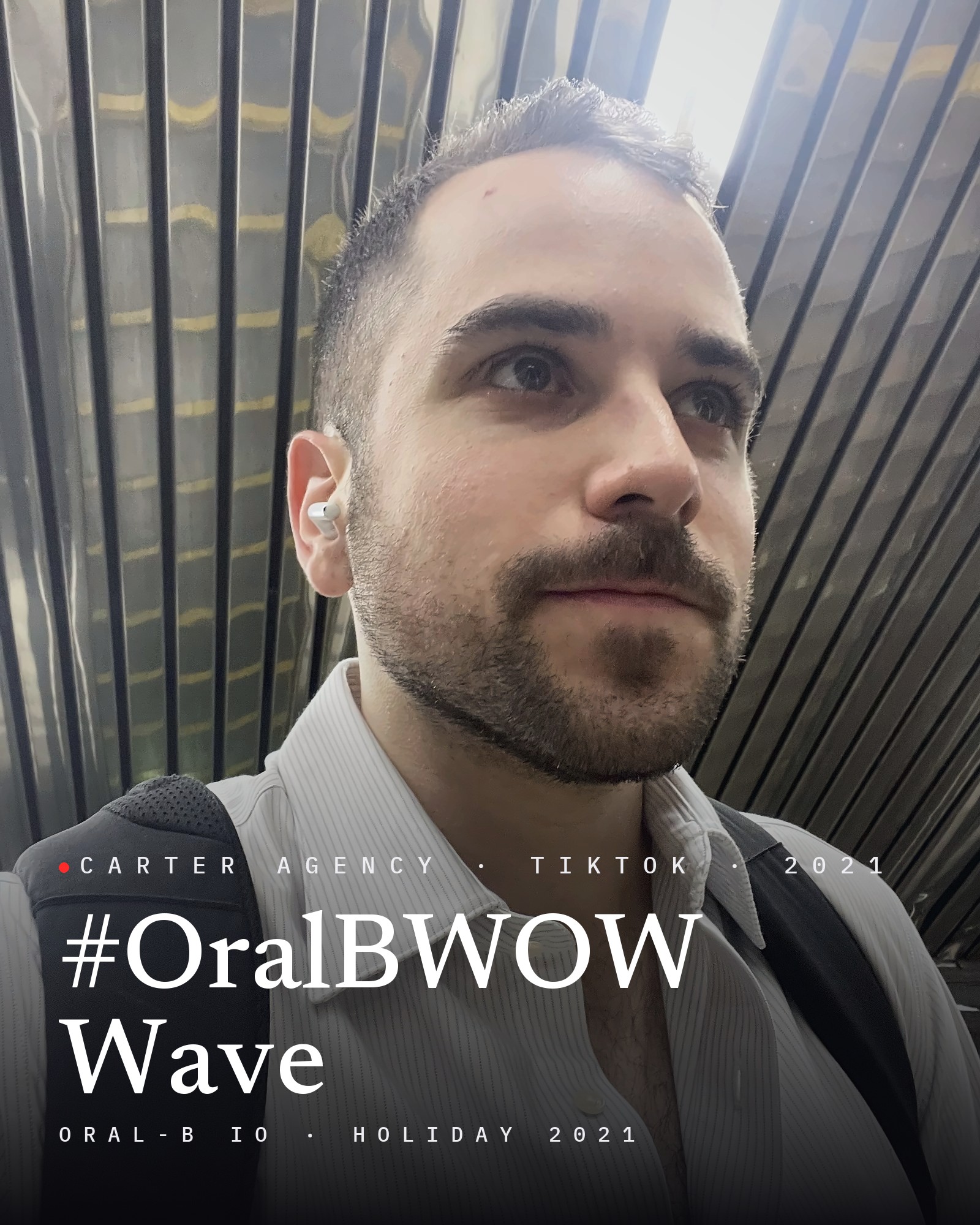 Josh Popkin, founder of Carter Agency, in a white shirt, with the title #OralBWOW Wave